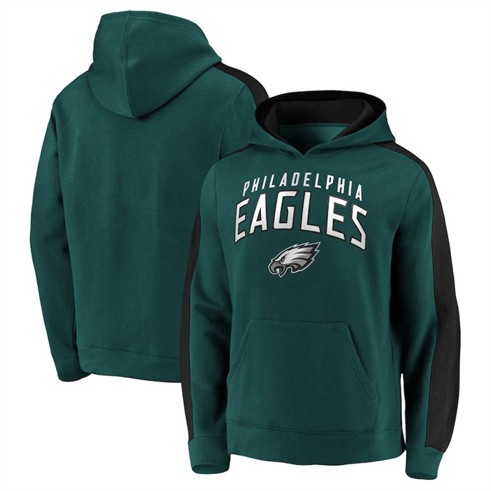 Men's Philadelphia Eagles Green Game Time Arch Pullover Hoodie